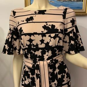 Gabby Skye Pink & Black floral stripe print Dress